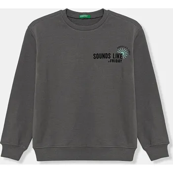 Dětská móda Dětská bavlněná mikina United Colors of Benetton 3UNIC10O3.G.Seasonal šedá 90X, vel. 140