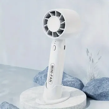 Domácí ventilátor Mini ventilátor - ruční, stolní, sušička, napájení USB - bílý