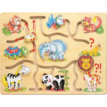 Dřevěná hračka MOTORICKÝ LABYRINT zoo