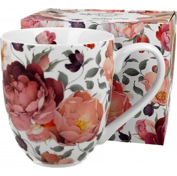 Porcelánový hrnek XXL Spring roses white 1000 ml v dárkové krabičce