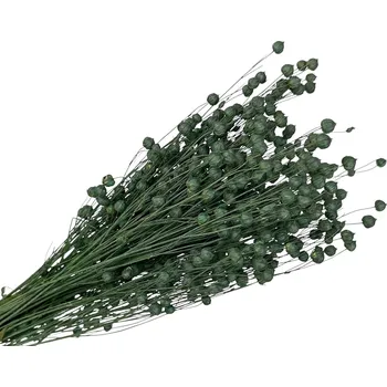 umělá květina FLOWERIO Sušený len - kytice cca 100g - jedlově zelený