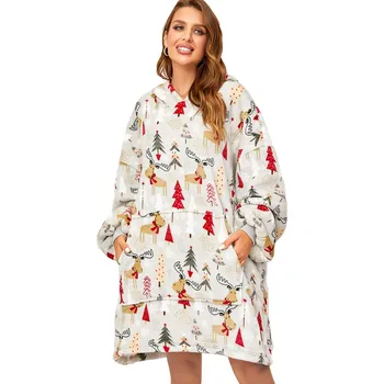 Bytový textil Beránková mikinová deka s rukávy a kapucí YULE HUG světle šedá