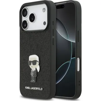 Pouzdro na mobilní telefon Karl Lagerfeld Fixed Glitter Metal Ikonik pro iPhone 17 Pro černý