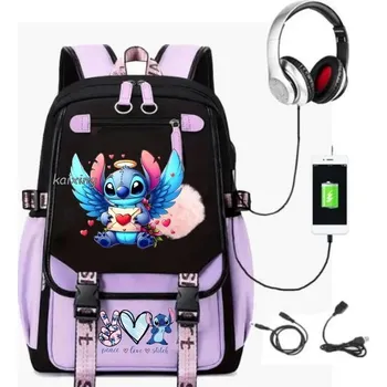 Batoh s USB portem s motivem Lilo a Stitch - 17