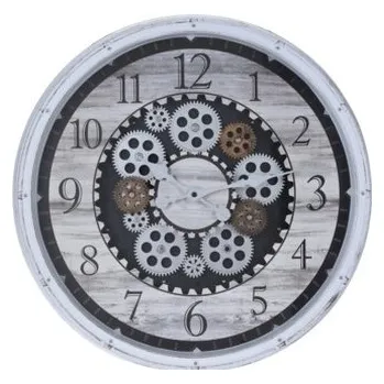 Hodiny Industriální kovové hodiny s otevřeným strojkem 50 cm, bílé