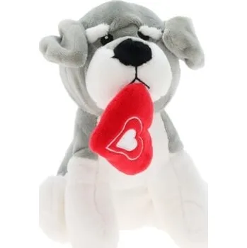 Plyšový pes Knírač B 18 cm bílo-šedý
