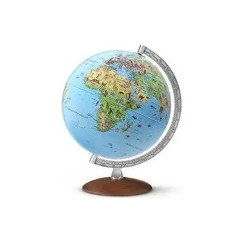 Kinder-Leuchtglobus, Heller Holzfuß u. silberfarbener Metallmeridian (KI3010)