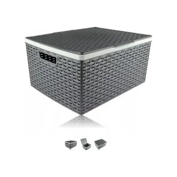 Odpadkový koš Košík PH 42,5x35x19,5cm s víkem RATTAN šedá