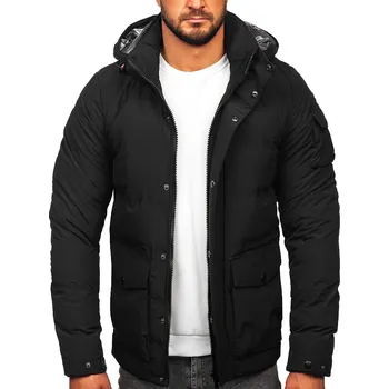 Pánská móda Černá pánská prošívaná zimní bunda Bolf 99525 - S