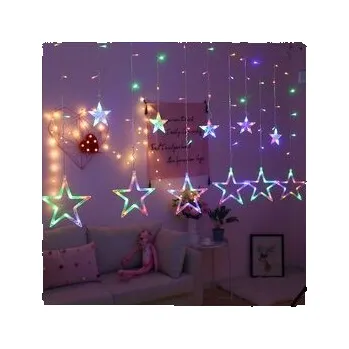 Vánoční dekorace LED světelný závěs Hvězdy - 2x0,9m, 138LED, 8 funkcí, IP44, multicolor