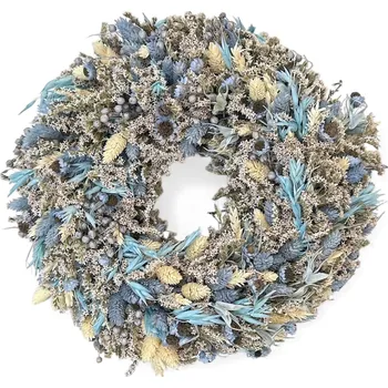 FLOWERIO Přírodní sušený věnec 35cm - světlemodrý