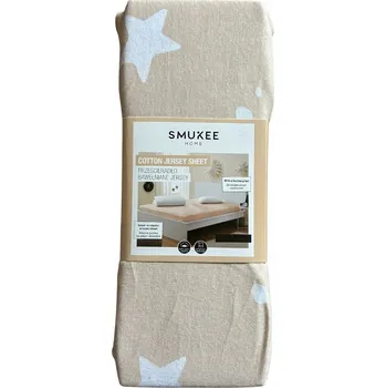 Prostěradlo Prostěradlo bavlněné jersey s gumičkou Smukee 90x200x25 vánoční hvězdy