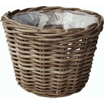 Ratanový koš Kubu s igelitovou výstelkou 35x25 cm, šedohnědý