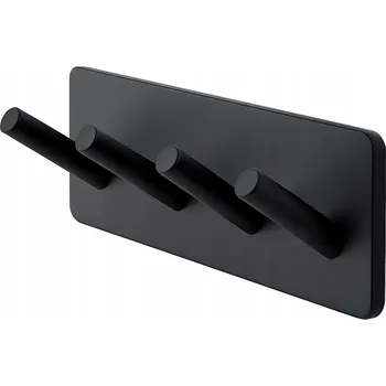 Věšák KOUPELNOVÝ NÁSTĚNNÝ VĚŠÁK S HÁČKEM SAMOLEPICÍ ČERNÝ NA RUČNÍKY 3M PÁSKA