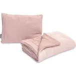 KOMPLET DO ŁÓŻECZKA DZIERGANY Z MUŚLINĄ RÓŻOWY