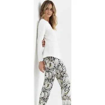 Dámské noční prádlo Dámské pyžamo CANA CAN-417 - viskóza s elastanem Krémová 3XL