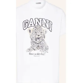 Dámské tričko Ganni Dámské Tričko, bílá / černá / béžová, 34