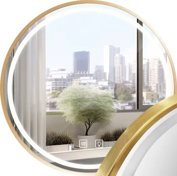 Zrcadlo Tutumi Zrcadlo ⌀90 cm s vyhříváním a regulovatelným LED osvětlením HOM-05510, kartáčovaná růžová zlatá