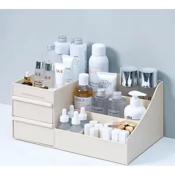 Organizér na kosmetiku Velký organizér na kosmetiku se šuplíky | kosmetický organizér, box na kosmetiku - Khaki