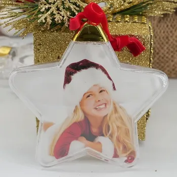 Vánoce Vánoční baňka s fotkou | rámeček na fotku - Hvězda