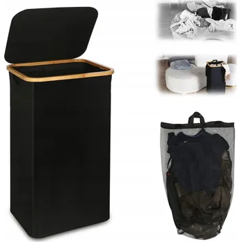 Koš na prádlo BAMBUSOVÝ KOŠ NA PRÁDLO VELKÝ S VÍKEM 100L