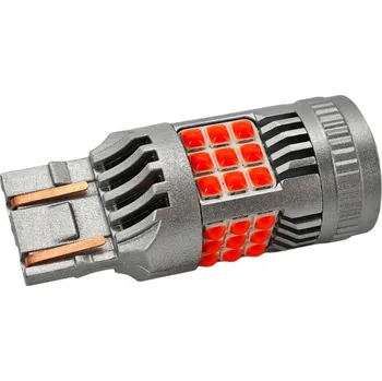 Žárovka LED žárovka W21/5W 7443 12-24V bez chyb, 2200lm červená, silné světlo