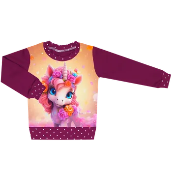 Mikina bez kapuce - Puntík borůvka - unicorn Velikost: 98