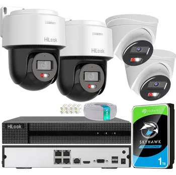 Bezpečnostní kamera IP Monitoring 2 Otočné Kamery 360° 2 Kopulovité Kamery 4Mpx Detekce Zvuku