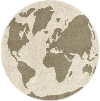 Koberec Zelený/krémový pratelný/ručně tkaný bavlněný dětský koberec ø120 cm World Map – Lorena Canals ID_1796314