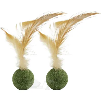 Hračka pro kočku BUBU PETS 2x koule šanta s peřím 15cm(2ks)