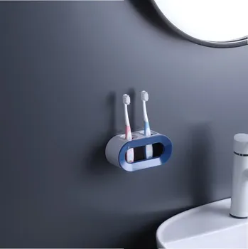 Držák na kartáček Držák kartáčků na zeď se dvěma otvory | koupelnové doplňky, nástěnný stojan - Modrá