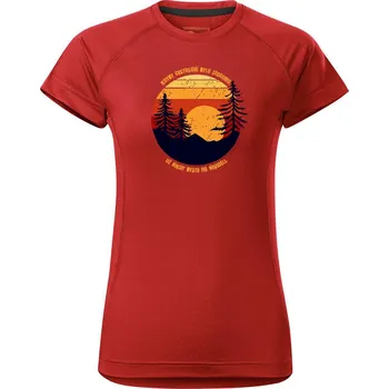 Dámské tričko DOBRÝ TRIKO Dámské funkční tričko s potiskem Cestování Velikost: S, Barva: Červená