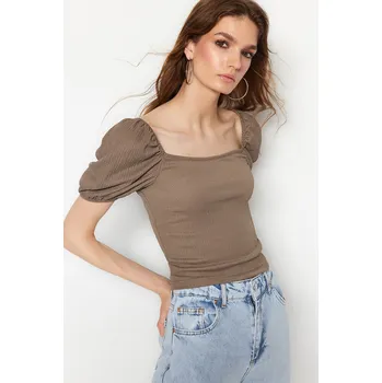 Dámská móda Dámské triko Trendyol Trendyol hnědá 1960109