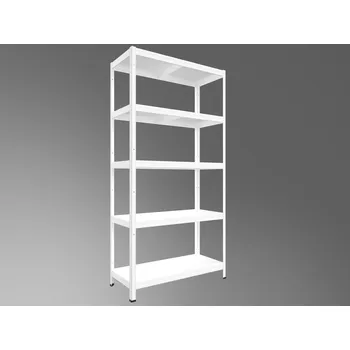 regál Kovový regál do domácnosti Biedrax 40 x 100 x 240 cm, bílý - 5 polic kovových