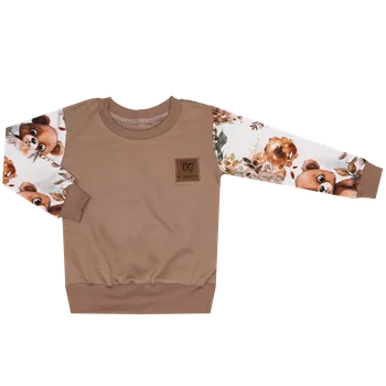 Mikina bez kapuce - Medvídek s kytičkou Velikost: 98