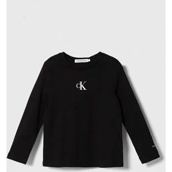 Dětské bavlněné tričko s dlouhým rukávem Calvin Klein Jeans IG0IG02135.9BYX černá 99X, vel. 128