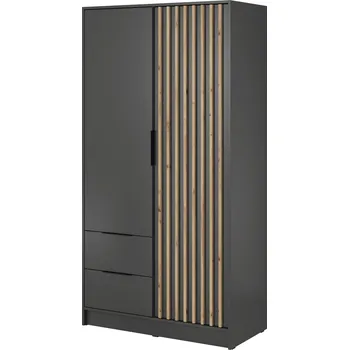 Šatní skříň Posuvná Skříň 105 cm grafit s lamelami, dub artisan, moderní