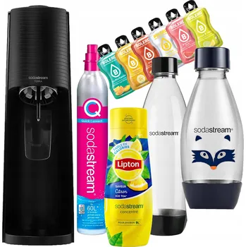 Příprava sody SODASTREAM TERRA VÝROBNÍK SODY LÁHVE FUSE SIRUP PEPSI a 6 sáčků BOLERO