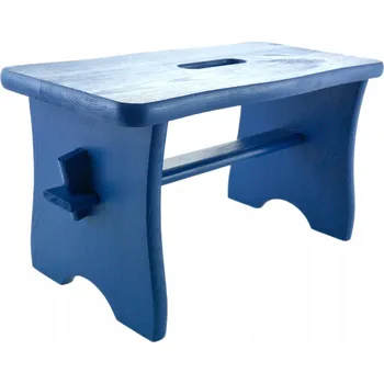 Jídelní židle MODRÁ MALOVANÁ STOLIČKA TABURET DŘEVĚNÁ plošina kuchyňská židle