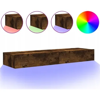 Televizní stolek TV stolek s RGB LED podsvícením, kouřový dub, 120x35x15,5 cm