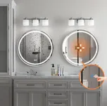 Tutumi Zrcadlo ⌀80 cm s vyhříváním a regulovatelným LED osvětlením HOM-06507, broušená ocel