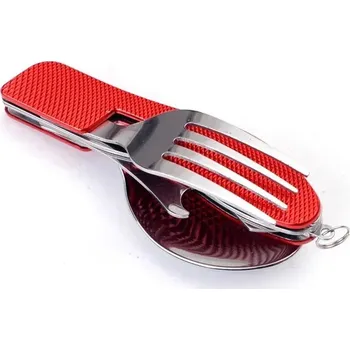 Příbor Cestovní sada příborů 4v1 - červená