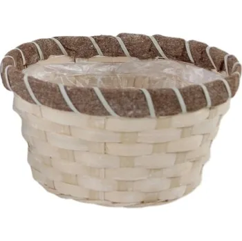 Proutěný krémový košík s igelitovým vkladem, 18 x 10 x 12 cm