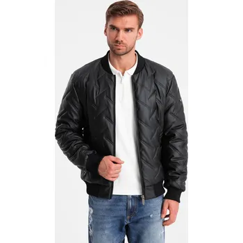Pánská casual bunda Ombre Men's embossed bomber jacket - black Ombre černá 2957461