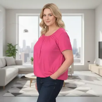 Dámské růžové triko do gumy Italy moda univerzální velikost L - 4XL P1691