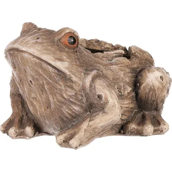 Stojan na květiny Obal na květiny Žába, 17 x 12 x 19 cm, polyresin, hnědá