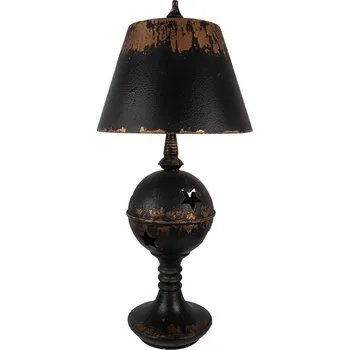 Lampička Černá antik kovová lampa Jallia - Ø 35*78 cm E27/ 1*60W