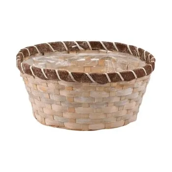 proutěný koš krémový oválný - výška 10 cm