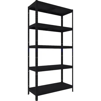 Dílenský regál Kovový regál do garáže Biedrax 40 x 100 x 210 cm, černý - 5 polic kovových