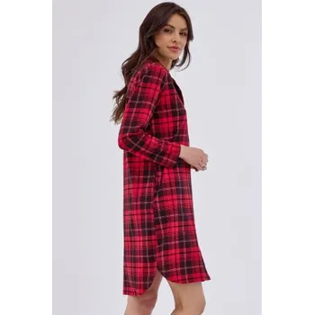Dámská noční košile Propínací noční košile Cornette Kaya 2 - bavlna Červeno-černá L